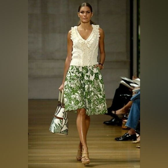 $2,200 OSCAR DE LA RENTA IVORY SILK WOOL EXCL CABLE KNIT RUNWAY BLOUSE M - Picture 11 of 13